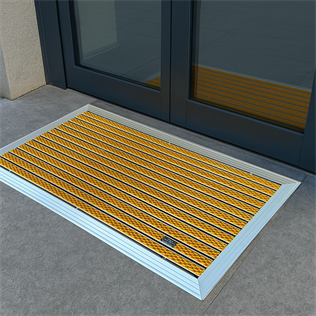 Artlines 20 mm Artnop Sarı Halı Yüzeyli 55x90 Alüminyum Paspas