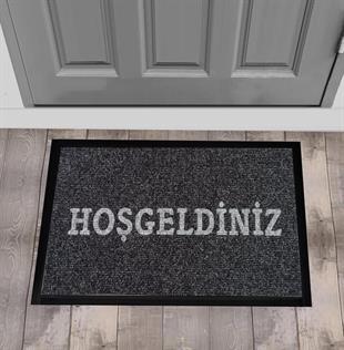 Hoşgeldiniz Logolu Paspas - 56X87 cm - Siyah