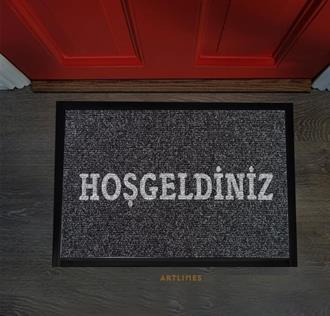 Hoşgeldiniz Logolu Paspas - 56X87 cm - Siyah
