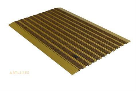Premium 15 mm Velur Halı Yüzeyli 69x100 Gold Alüminyum Paspas