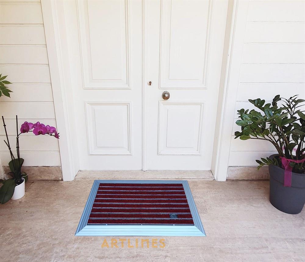 Artlines 20 mm 40x60 Kırmızı Rip Halı Yüzeyli Alüminyum Paspas