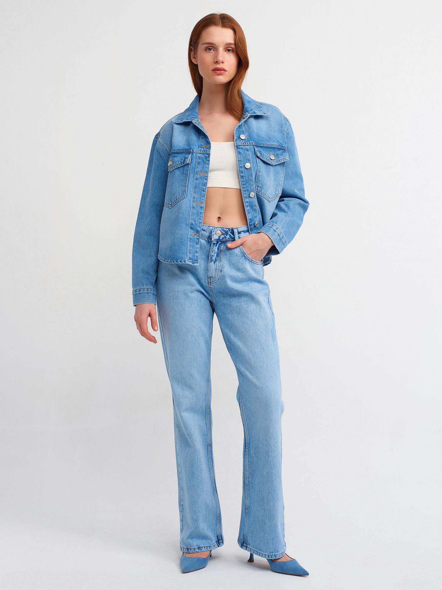 Jean71463 Düşük Bel Flare Pant.Jean Mavi