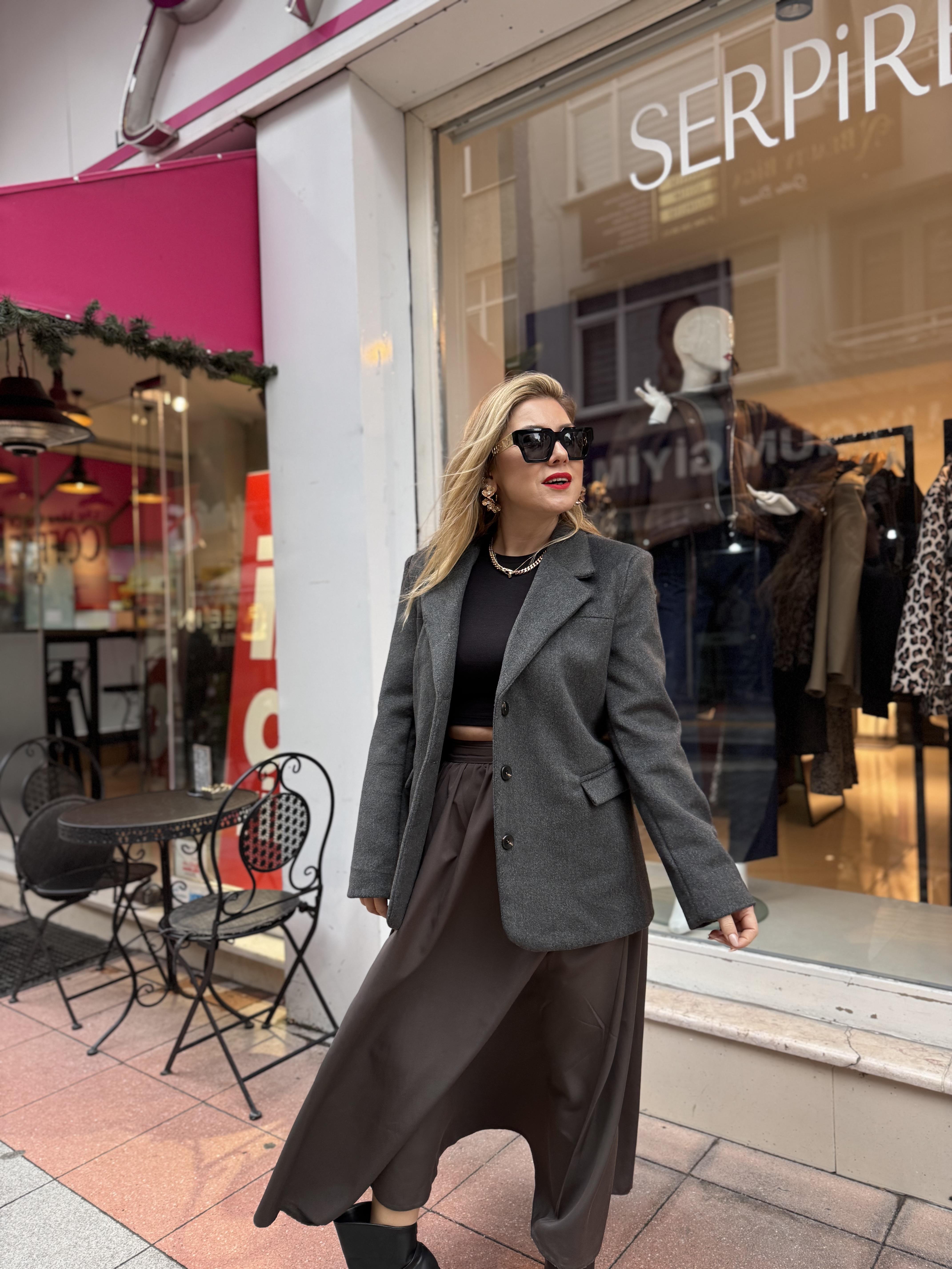 Ceket7365 Oversize Kaşe Ceket Antrasit