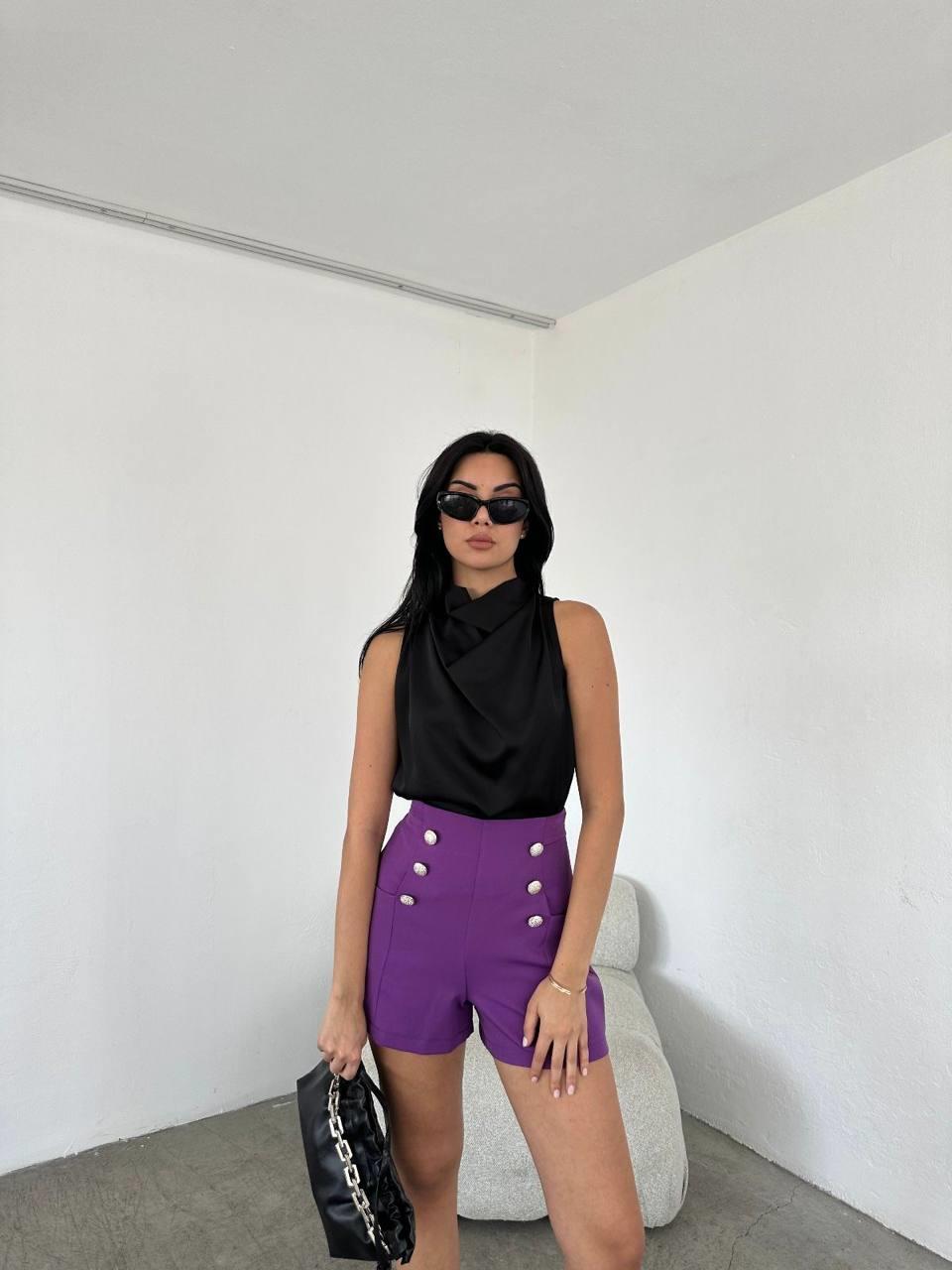 Bluz241407 Omuz Pileli Degaje Yaka Bluz Siyah