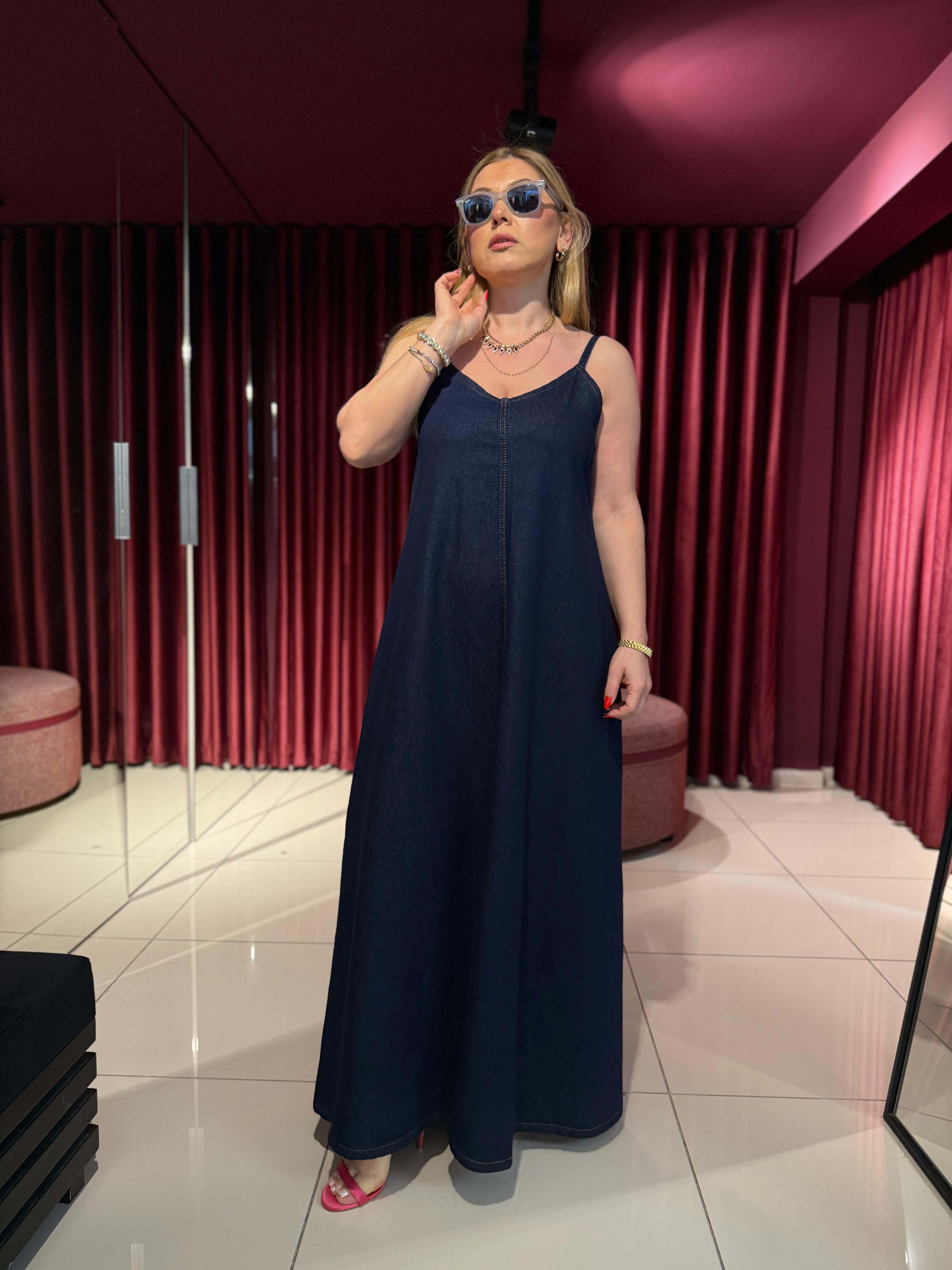 Midi Elbiseler6520 Denim Elbise Lacivert