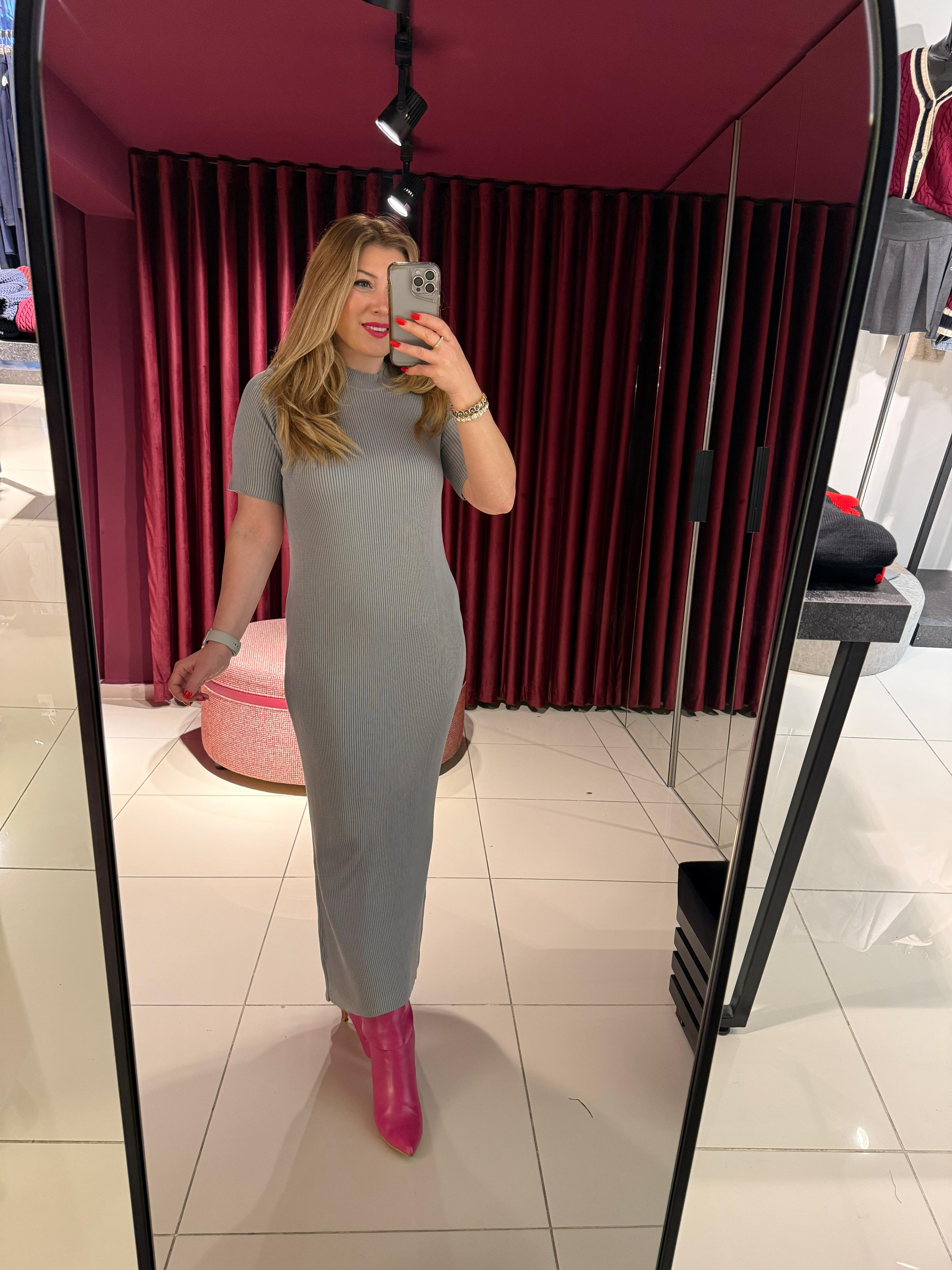 Uzun ElbiselerMarka Model Triko Elbise Gri
