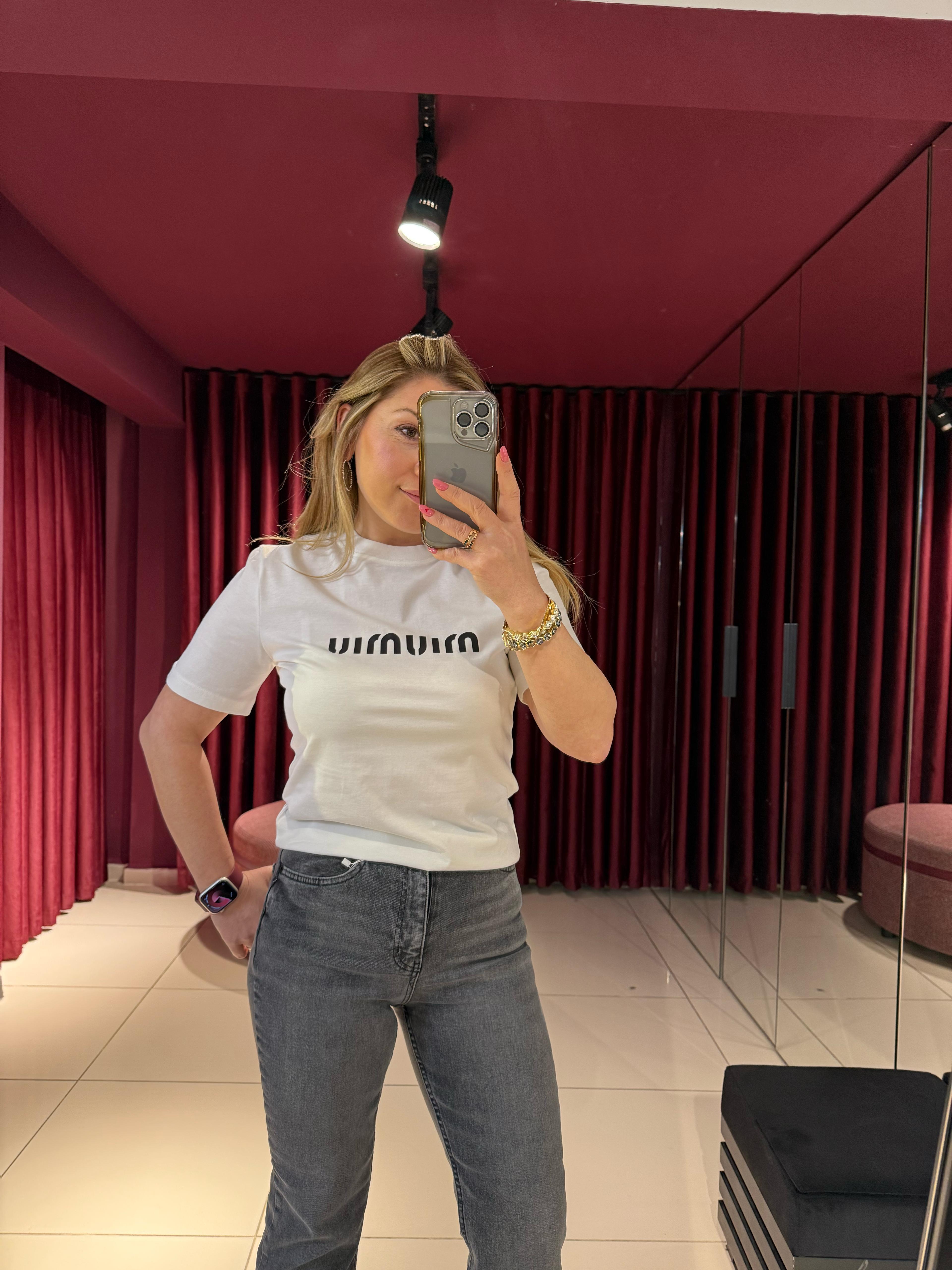 T-ShirtMiu Miu Baskılı T-Shirt Beyaz