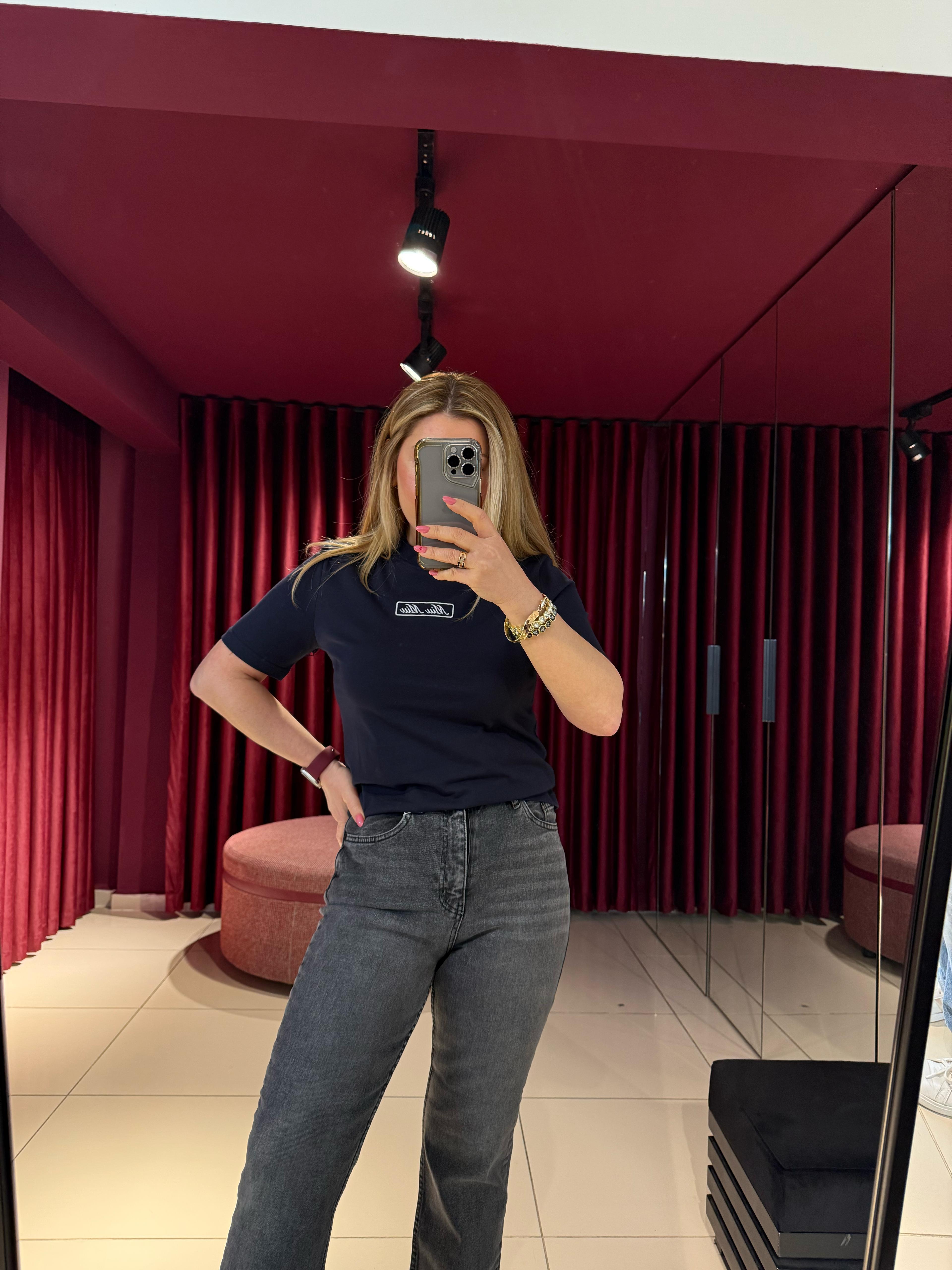 T-ShirtMiu Miu Nakışlı T-Shirt Lacivert