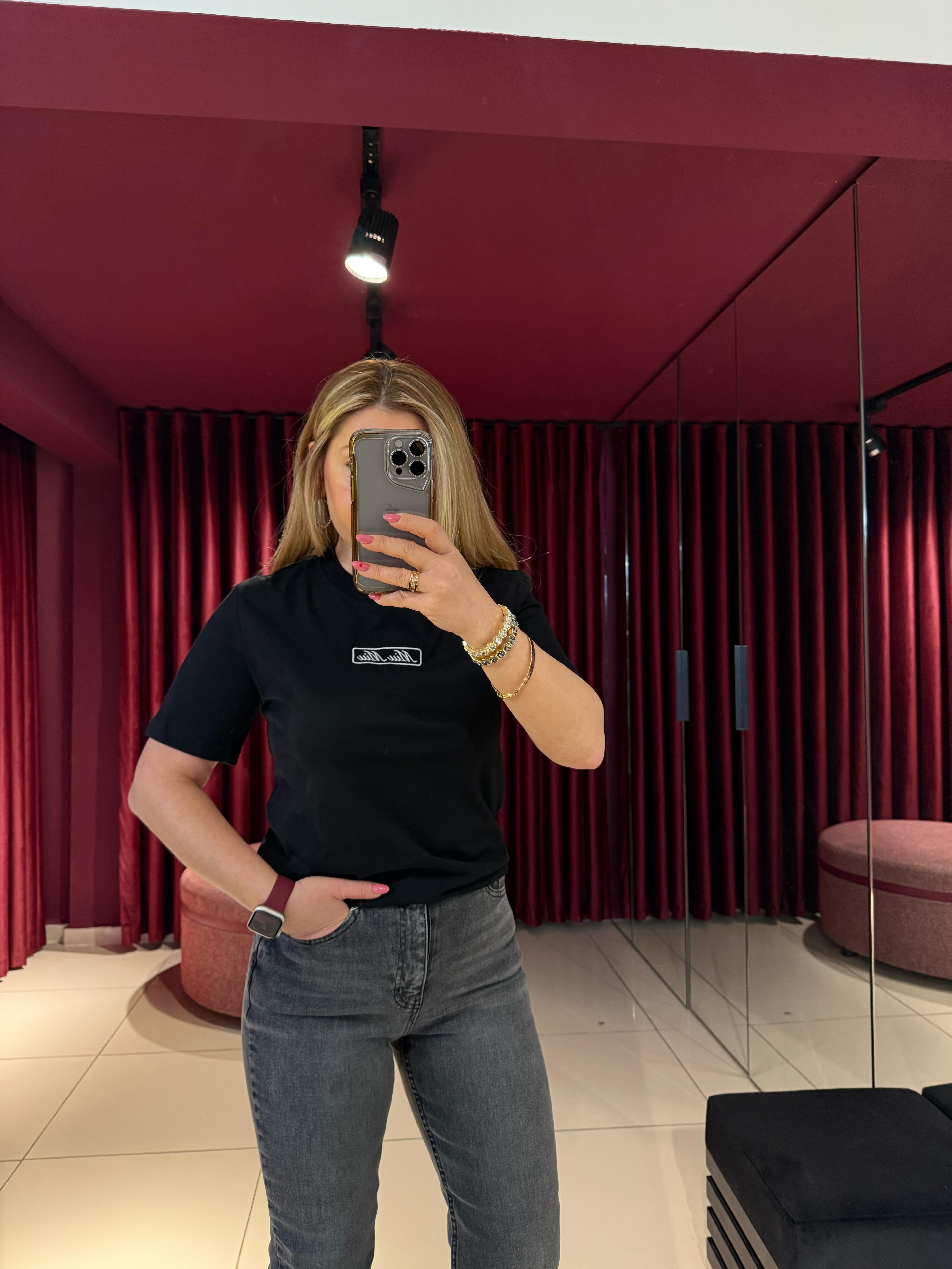 T-ShirtMiu Miu Nakışlı T-Shirt Siyah