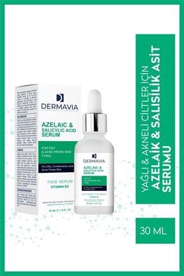 Dermavia 30 ml Azelaik ve Salisilik Asit Serum – Akneye Eğilimli Ciltler İçin Etkili Yüz Serumu