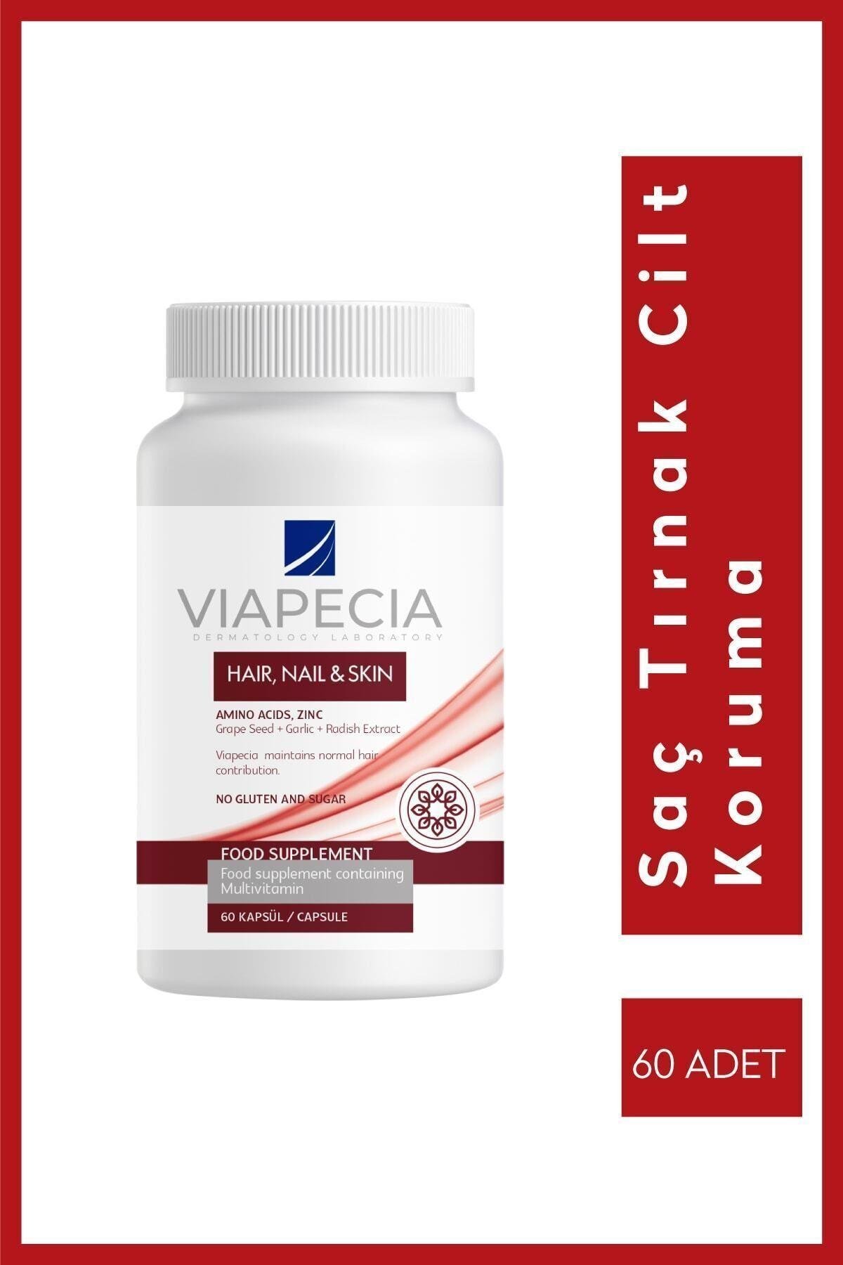 Viapecia Saç, Cilt ve Tırnak Koruma Vitamin Takviyesi - 60 Tablet (Çinko, Selenyum, Folik Asit İçerir)
