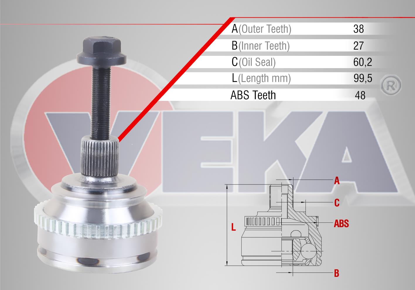 AKS KAFASI DIŞ T4 AAB-AJA-ACV-AJT 2,4 D-2,5 TDİ 96-03 303451 / 302447 (ABSLI) 7D0498099B