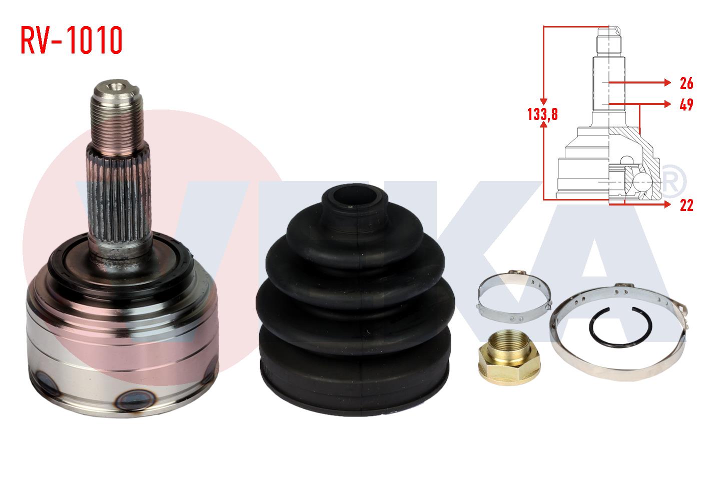 AKS KAFASI SOL-SAG ON DIS ROVER 200 (XW) 1.4i 26X22X49 UZUNLUK 133 mm 1989-1995