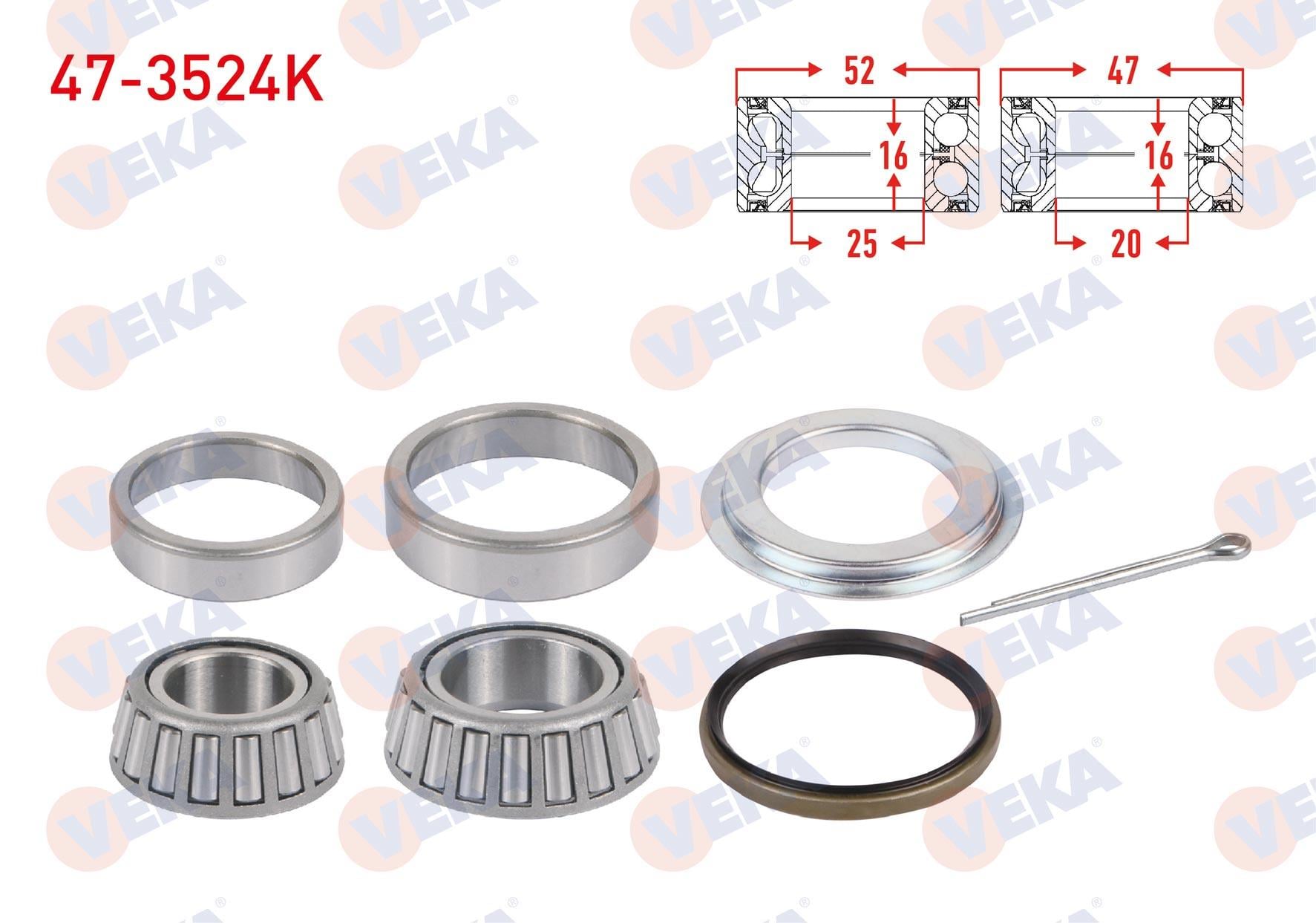 ARKA TEKERLEK RULMAN KITI E.M 52X25X16 / 47X20X16 RENAULT 12 / TOROS 1.3 - 1.4 1971-2000