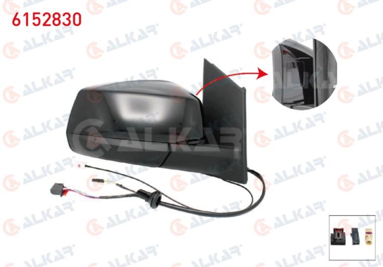 DIS DIKIZ AYNASI SAG ELEKTRIKLI ISITMALI OTOMATIK KATLANIR KOR NOKTALI ANTENLI PARLAK SIYAH 7+2 PIN FORD TOURNEO CONNECT 2022- / VOLKSWAGEN CADDY V 2020-