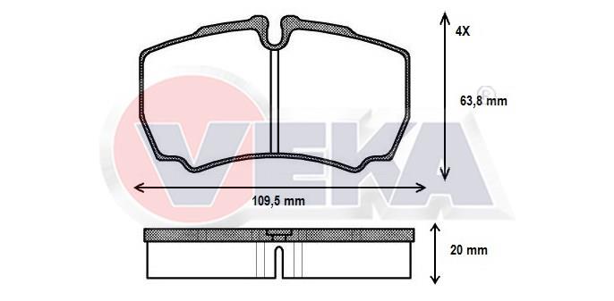 FREN BALATA ARKA FORD TRANSIT (V347) 2.4 TDCI (4600 KG USTU ARAÇLAR) 20.00mm 2006-2014 1718023 8C1V 2M008 AB