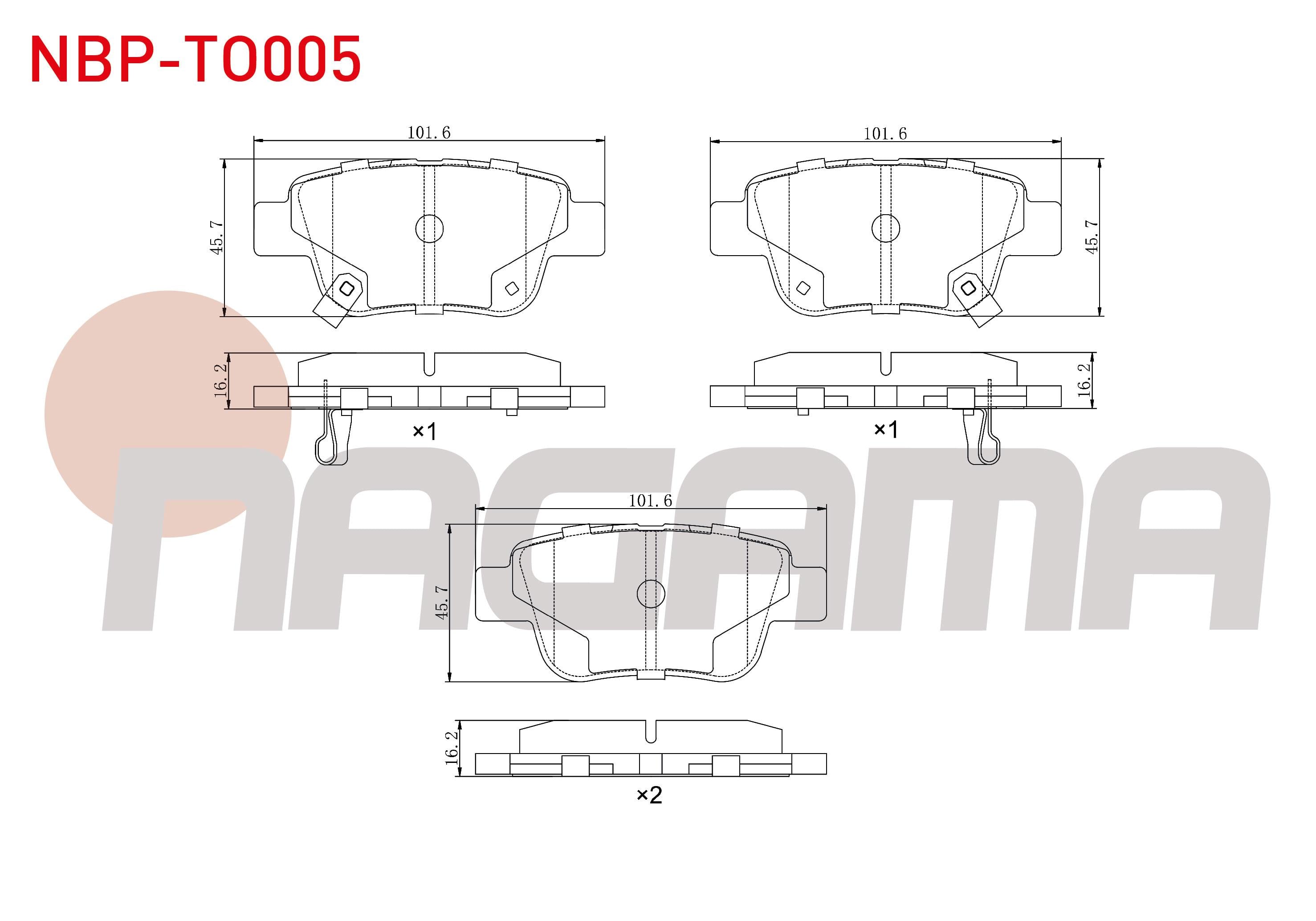 FREN BALATA ARKA IKAZLI TOYOTA AVENSIS (T25) 1.6 VVT-I 2003-2008 / TOYOTA AVENSIS (T25) 1.8 2003-2008 / TOYOTA VERSO (_AUR2_, _ZGR2_) 2.0 D-4D 2009- / TOYOTA AVENSIS (T25) 2.0 D-4D 2003-2008