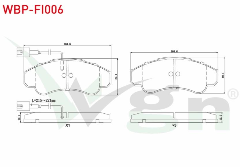 FREN BALATA ON FISLI FIAT DUCATO (244) 2.3 JTD 2002-2006 / DUCATO (244) 2.8 JTD 2002-2006 / CITROEN JUMPER II 2.8 HDI 2002-2006 / PEUGEOT BOXER II 2.0 HDI 2002-2006 / BOXER II 2.8 HDI 2002-2006