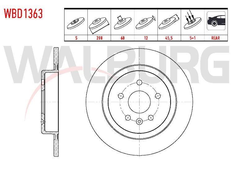FREN DISKI ARKA DUZ OPEL ASTRA K 1.6 CDTI 5 BIJON 16 JANT 288X12X60X45,50 2015-