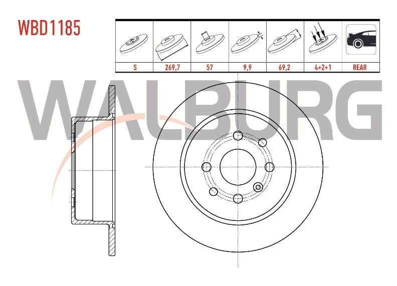 FREN DISKI ARKA DUZ OPEL VECTRA B 1.6i 4 BIJON 269,7X9,9X57X69,2 1995-2003 569117 90512909