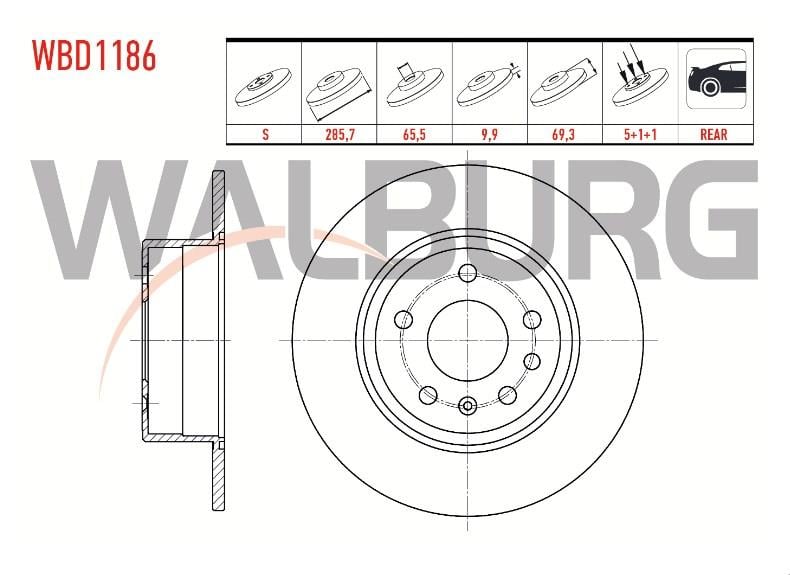 FREN DISKI ARKA DUZ OPEL VECTRA B 2.0i 5 BIJON 285,7X9,9X65,5X69,3 1995-2003 569210 4839338 5391578