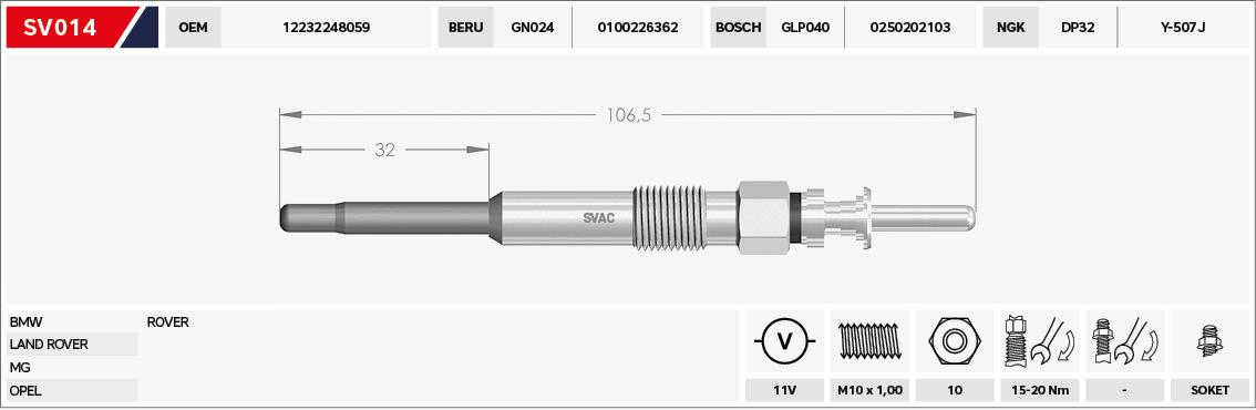 ISITMA KIZDIRMA BUJİSİ 11V E38-39-46-X5 M47-M57 12232248059 GN024 0 100 226 362 GLP040 0 250 202 103 DP32  Y-507J