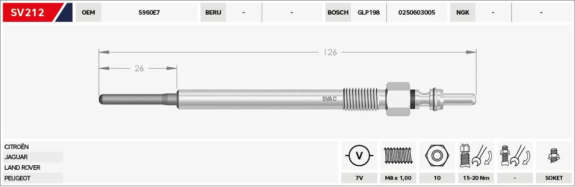ISITMA KIZDIRMA BUJİSİ 7V RANGE ROVER/SPORT/VOGUE DİSCOVERY 4 2010- GLP198 0 250 603 005