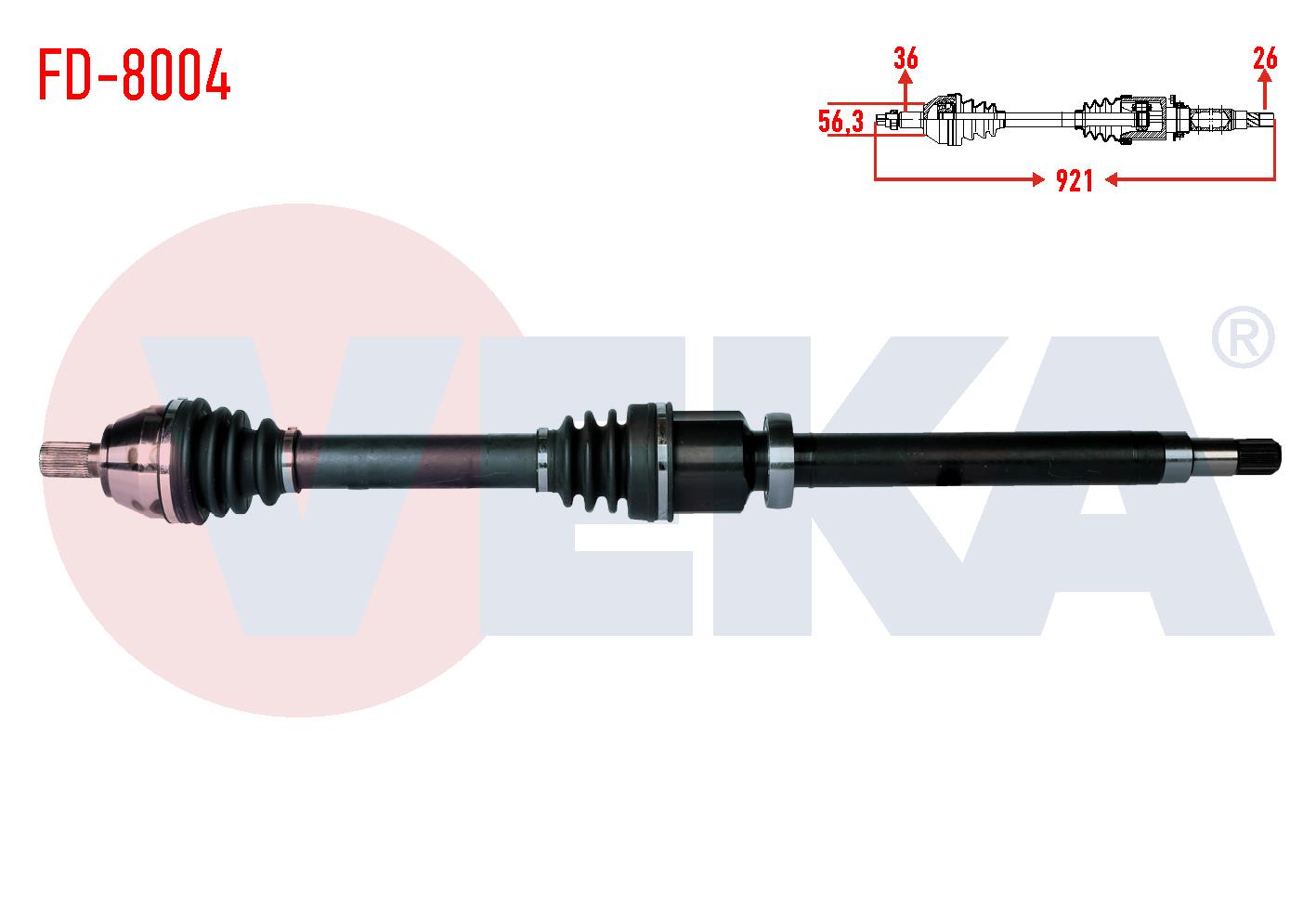 KOMPLE AKS SAG ON FORD FOCUS II (DA) 1.6 TDCI UZUNLUK 921mm 2004-2011 1417777 1495047 3M513B436KC RM3M513B436NH 6G913C083AA 1328279 1305938 1318942 12
