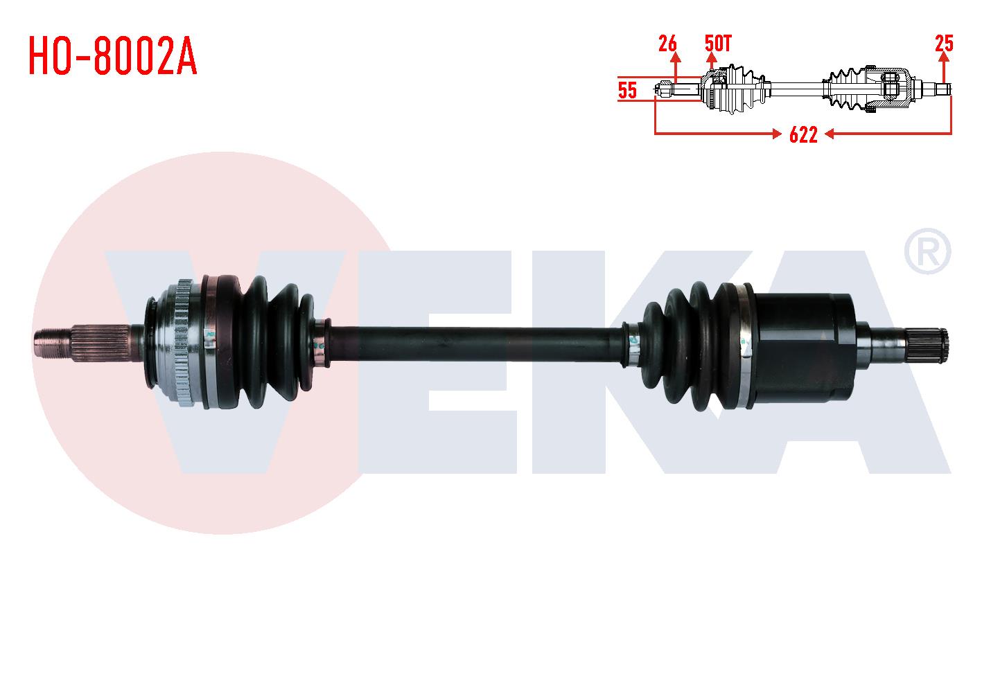 KOMPLE AKS SAG ON HONDA CIVIC V 1.5i ABSLI 50 DIS UZUNLUK 622mm 1992-1995