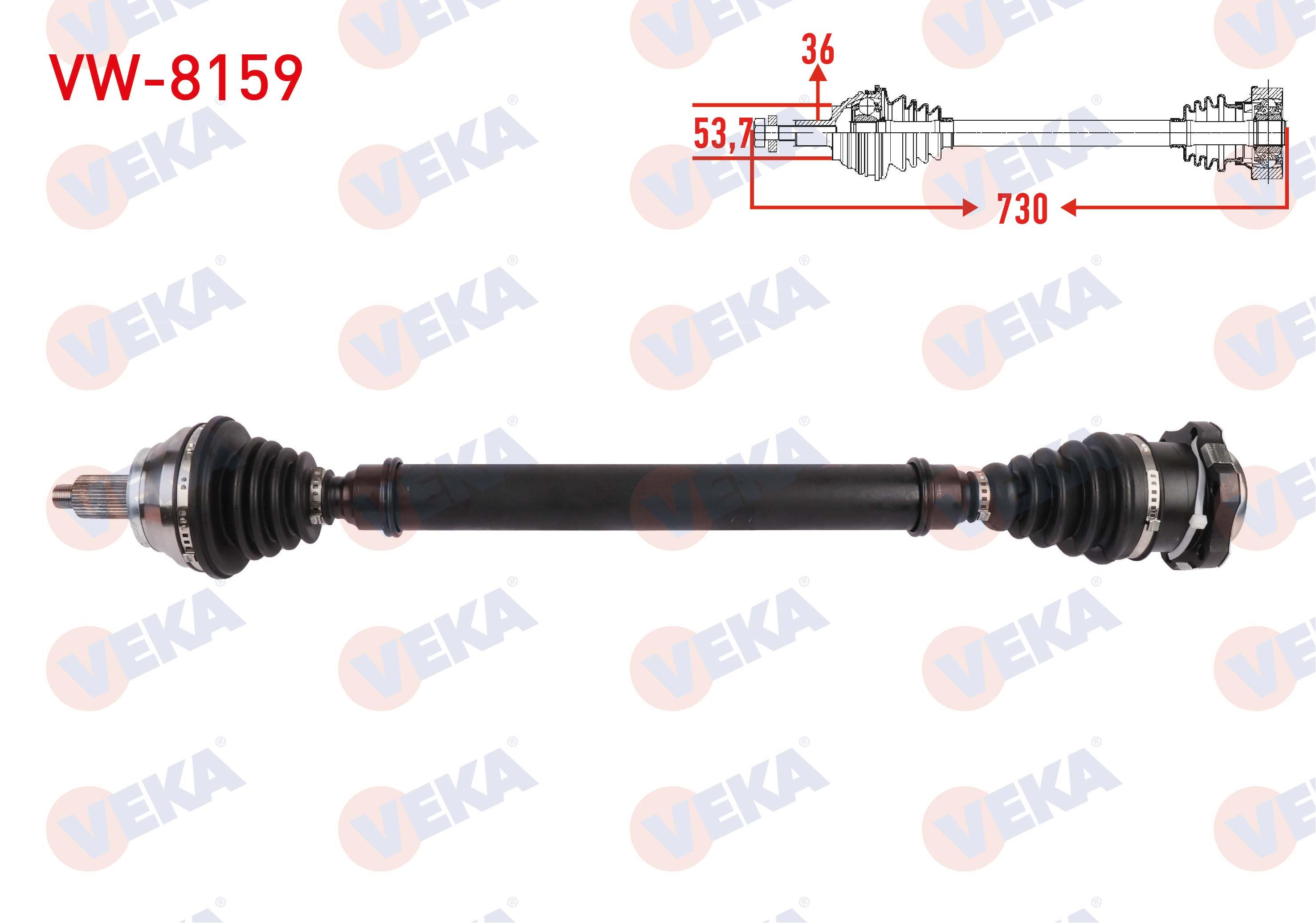KOMPLE AKS SAG ON UZUNLUK 730mm VW POLO (9N_) 1.4 A-T 2001-2012/ IBIZA (6L1) 1.4 A-T 2002-2007 / CORDOBA (6L2) 1.4 2002-2007/ SKODA FABIA