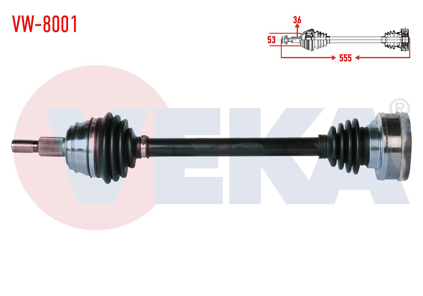 KOMPLE AKS SOL ON VOLKSWAGEN GOLF IV (1J1) 1.6i UZUNLUK 555mm 1997-2005 1J0407271AM 1J0407271Q 1J0407271AC 1J0407271AL