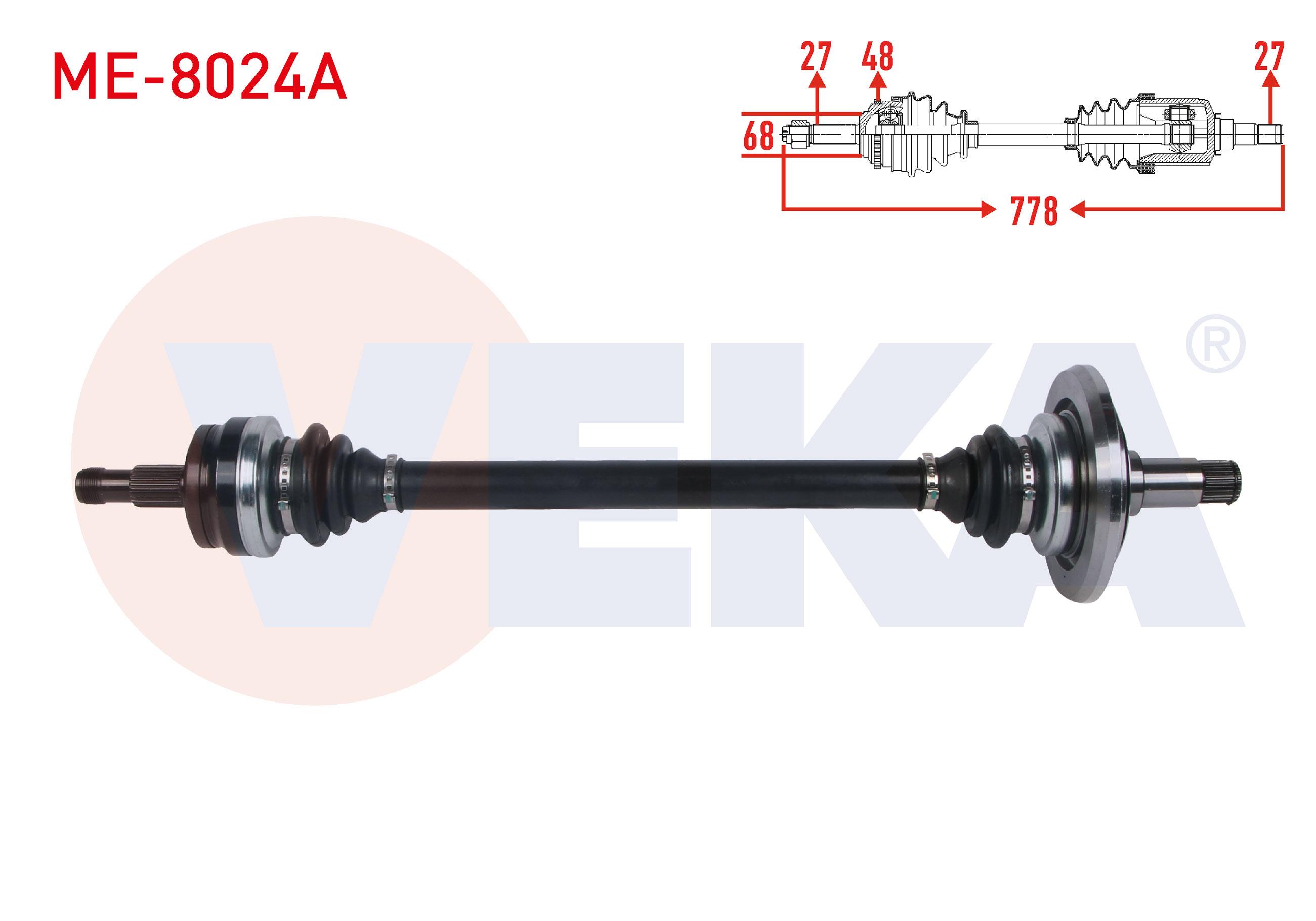 KOMPLE AKS SOL-SAG ARKA ABSLI 48 DIS UZUNLUK 778mm MERCEDES E SERISI (W211) E200 - E240 A-T 2002-2008