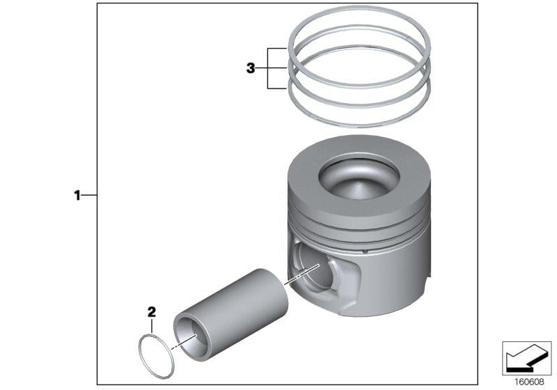PISTON+SEGMAN F20-F30-F10 320D-525D N47N 84.50MM 87.70257050
