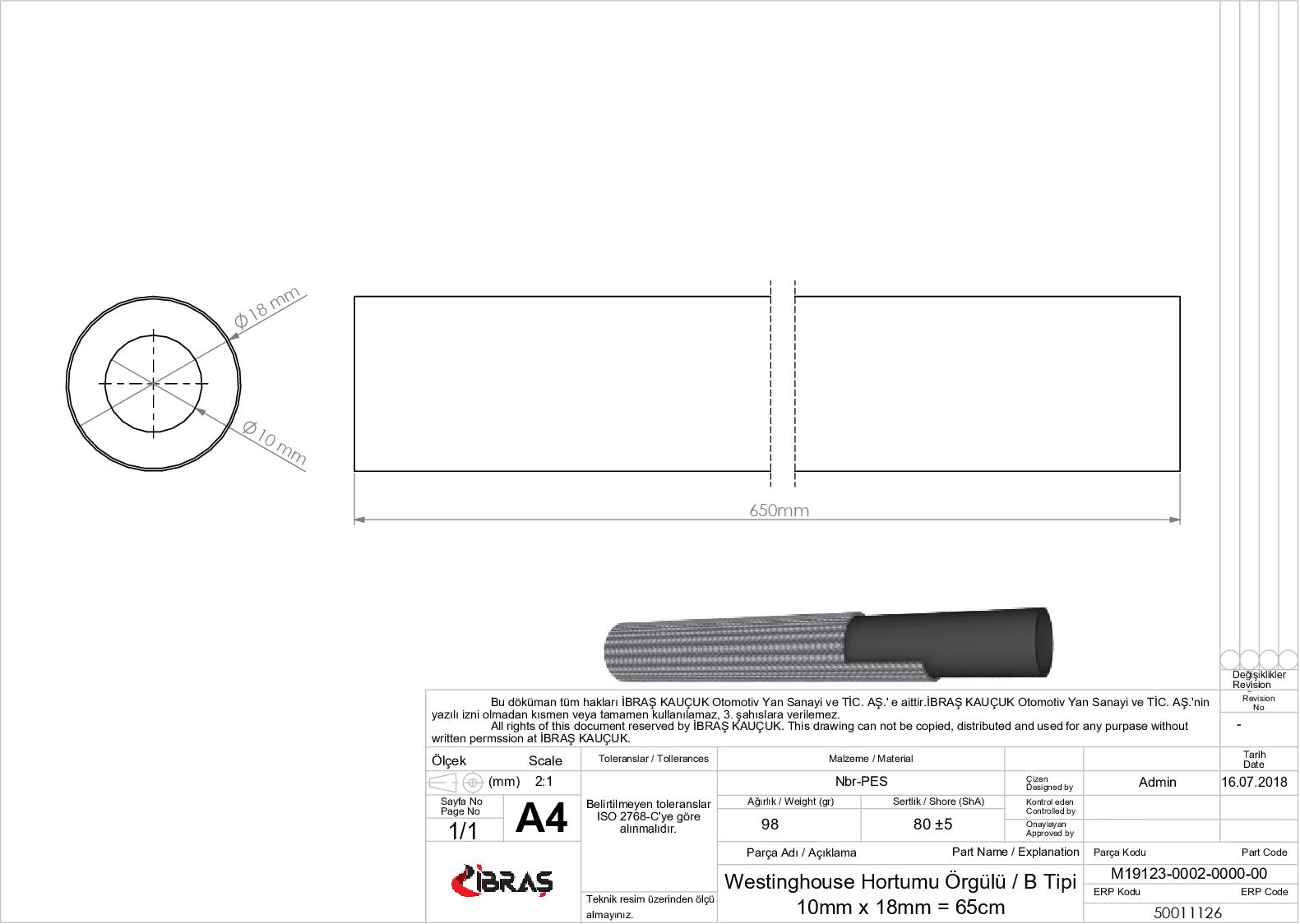 WESTINGHOUSE HORTUMU 
B / TİPİ
10mm x 18mm = 65cm RENAULT 12  1.6