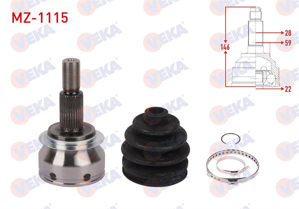 AKS KAFASI SOL-SAG ON DIS 28X22X59 UZUNLUK 146mm MAZDA 3 1.6 2013-2019