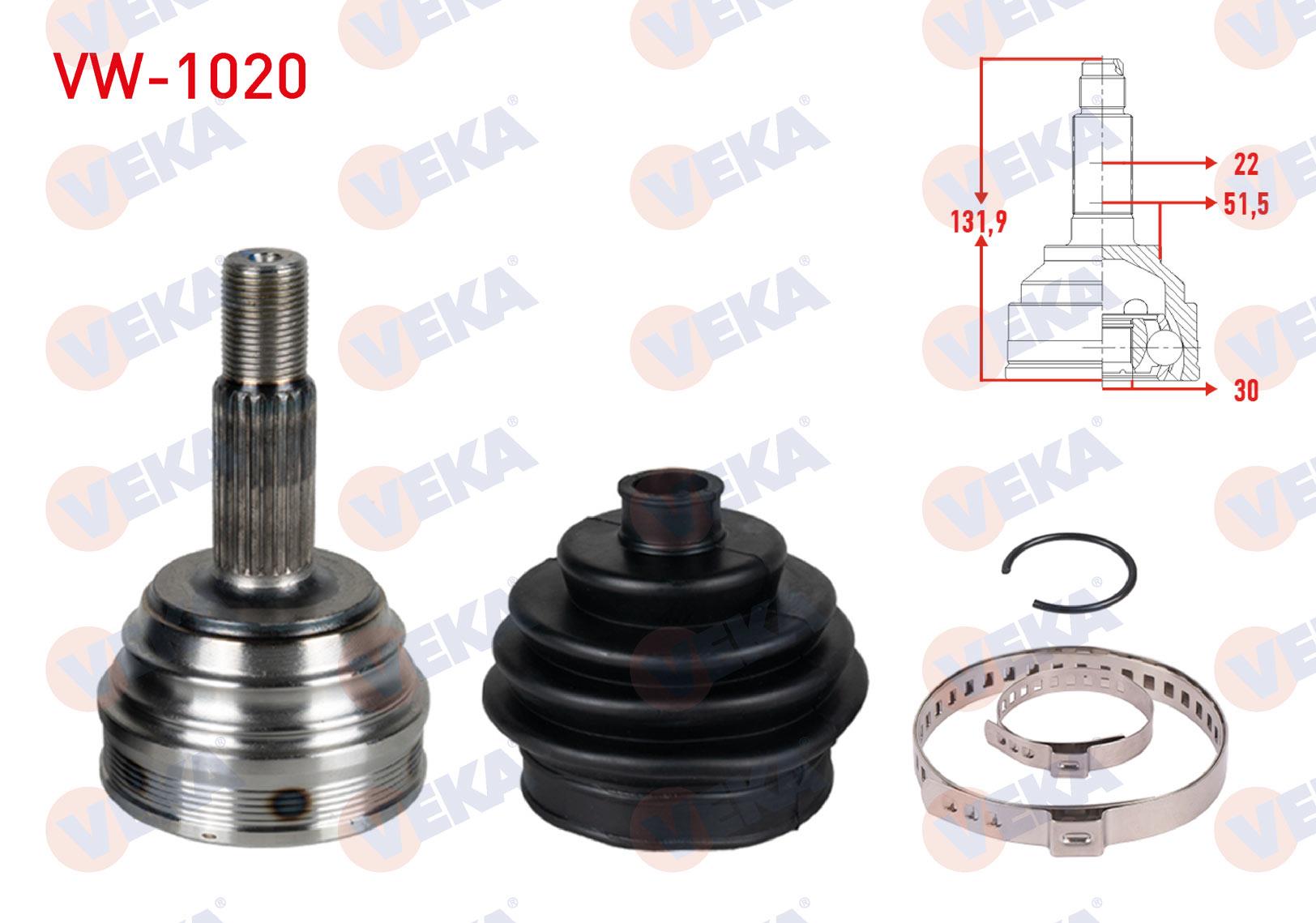 AKS KAFASI DIŞ POLO 1.3-1.4-1.6 (94-01), GOLF E.M (83-99), CADDY (95-04), POLO CLASSIC-SEAT CORDOBA-IBIZA 1.0L-1.4L-1.7L (97-) JZW498340CX - 6N0407311