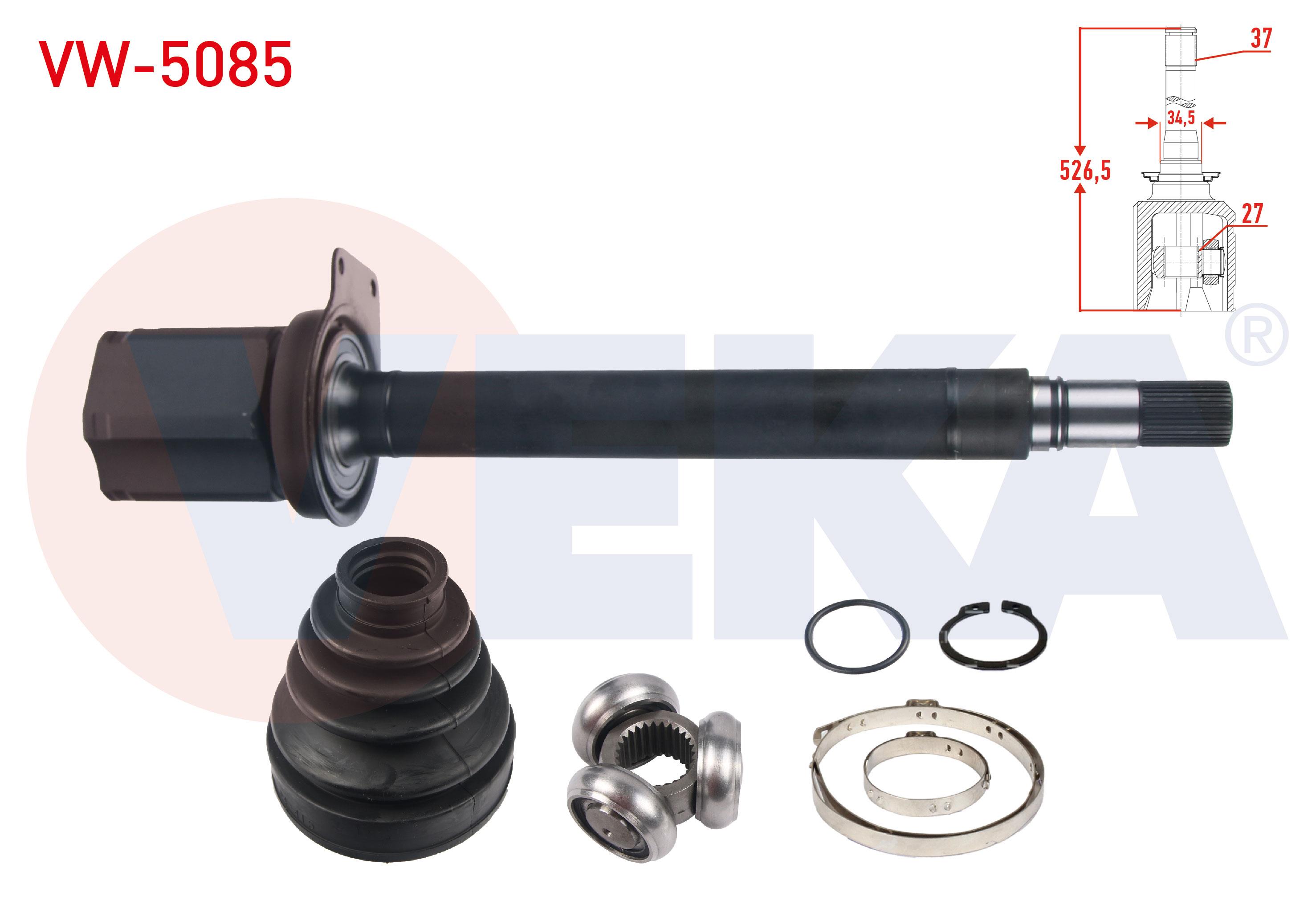 AKS KAFASI SAG ON IC 37X27X34,5 UZUNLUK 526,5mm TRANSPORTER VI 2.0 TDI 140 HP A-T 2009-