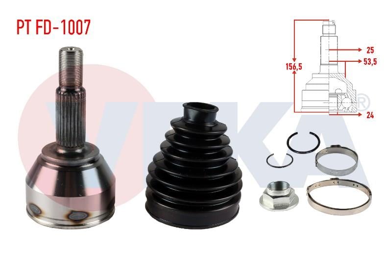 AKS KAFASI SOL-SAG ON DIS FORD TRANSIT CONNECT 1.8 TDCI 75 HP 25X24X53.5 UZUNLUK 156,2mm 2002-2013 4512586 2T14 3A327 BA