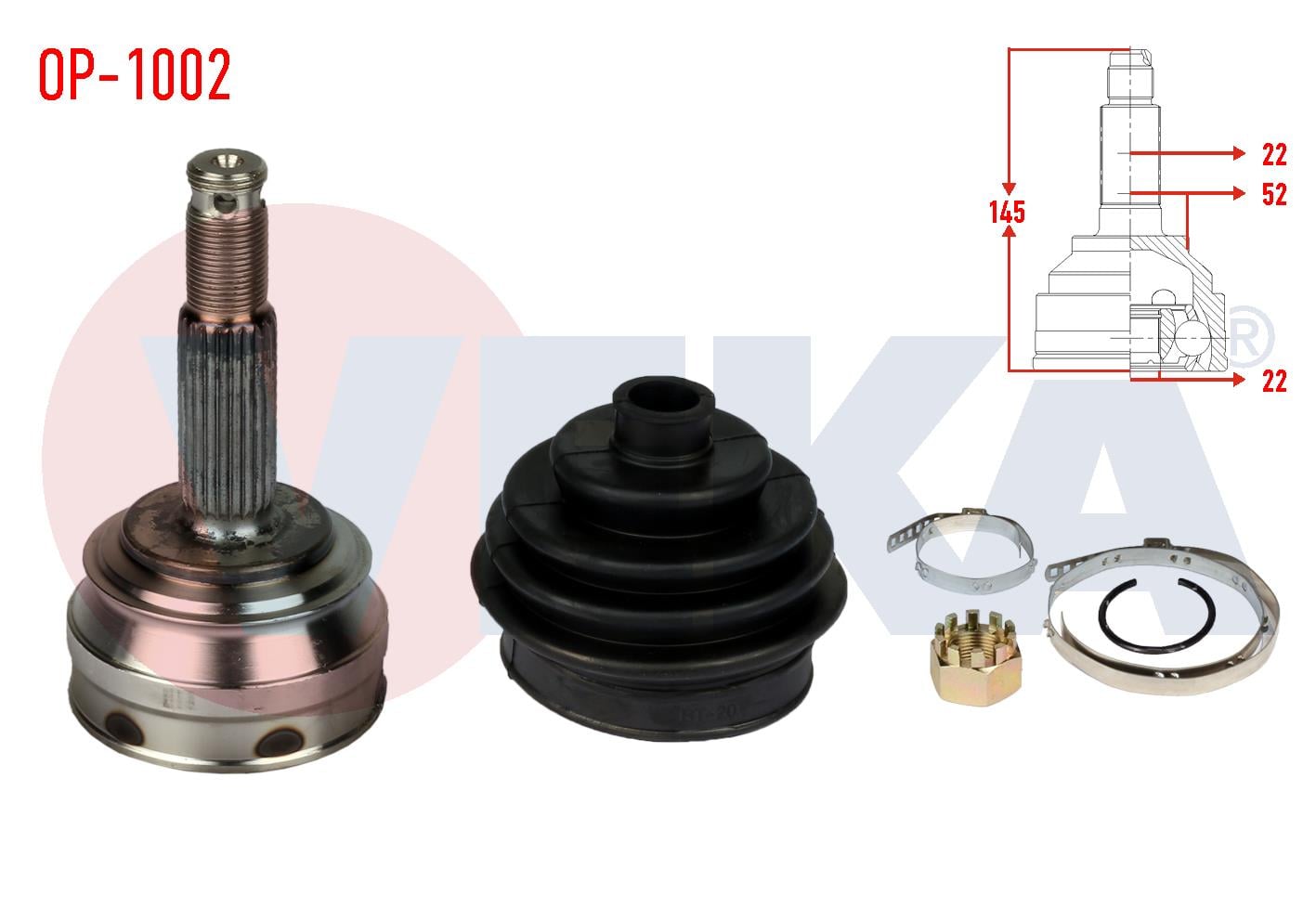 AKS KAFASI SOL-SAG ON DIS OPEL ASCONA C 1.3 22X22X52 UZUNLUK 145 mm 1981-1988