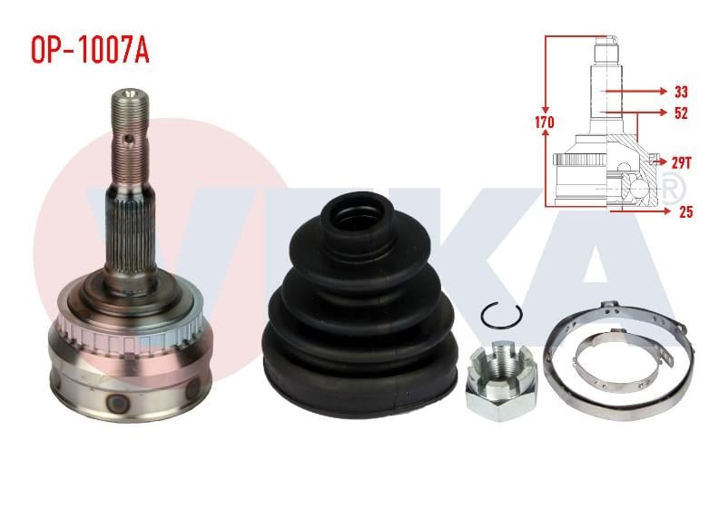 AKS KAFASI SOL-SAG ON DIS OPEL VECTRA B 2.0i ABSLI 29 DIS 33X25X52 UZUNLUK 170,8 mm 1995-2003 90334948 374262