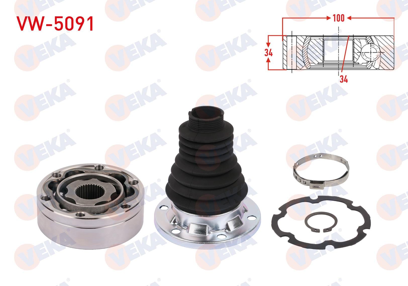 AKS KAFASI SOL-SAG ON IC 34X34X100 VOLKSWAGEN PASSAT B8 1.4 TSI, 1.6 TDI 2014- / SKODA SUPERB 1.4 TSI, 1.6 TDI, 2.0 TDI 2015- / KAROQ 1.6 TDI 2017- / SEAT ATECA 1.6 TDI 2016-