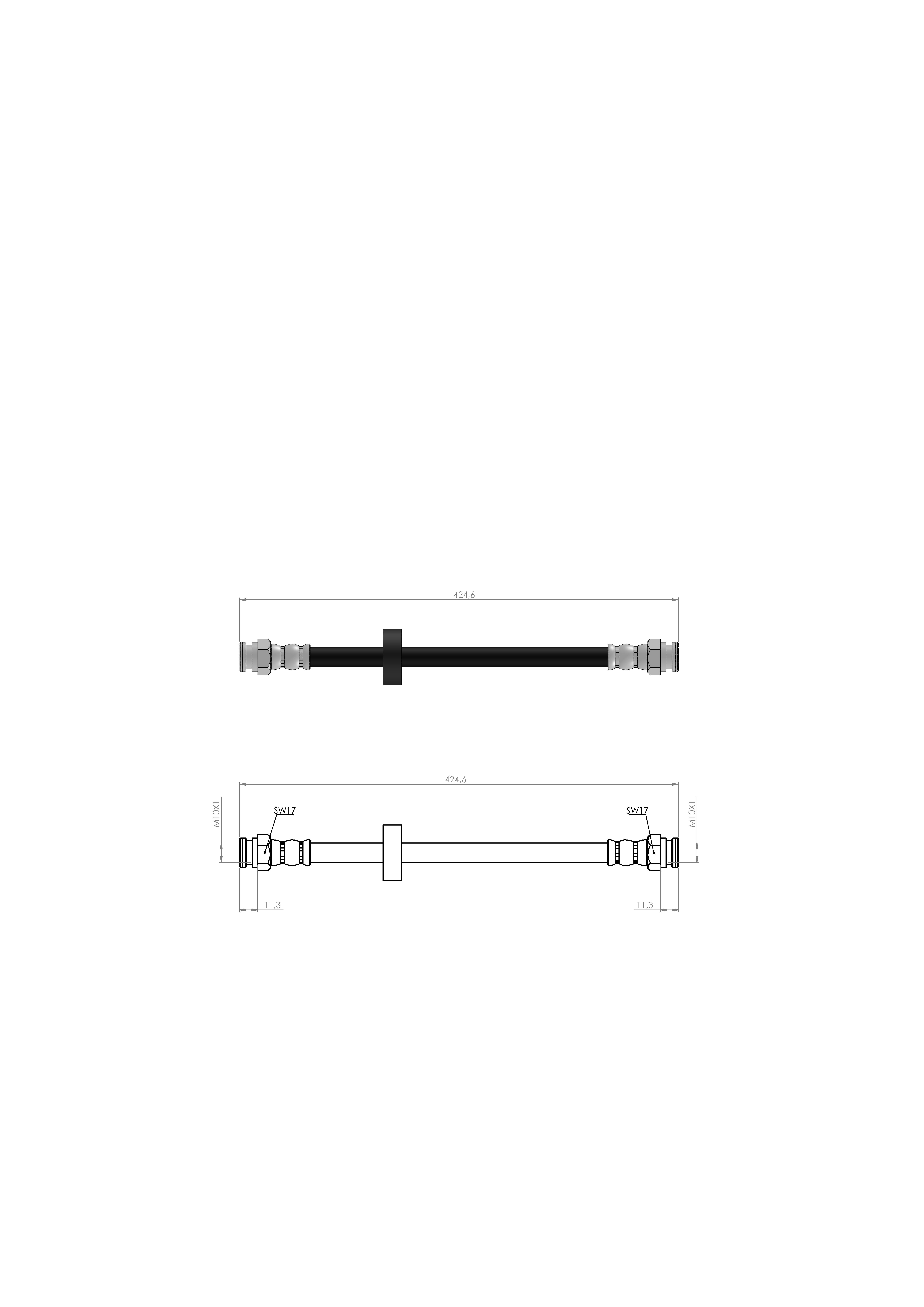 ARKA FREN HORTUMU CADDY 2 SEAT INCA 425 MM 95-04