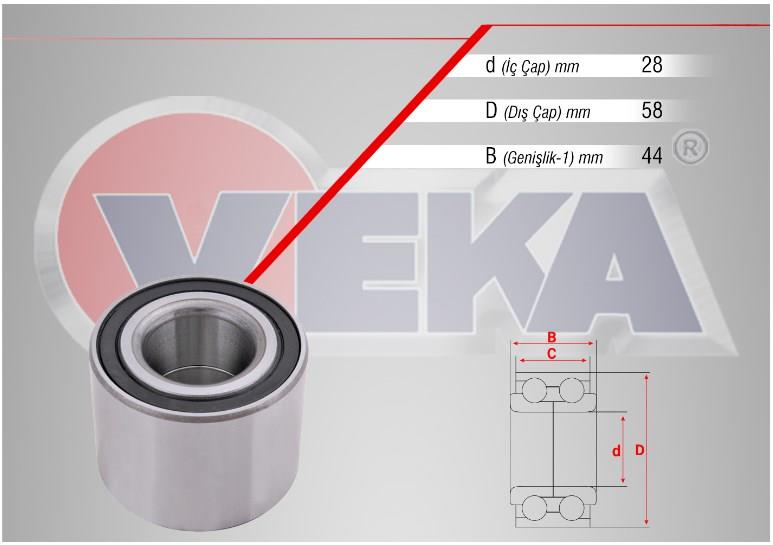 ARKA TEKERLEK RULMANI SOL-SAG OPEL CORSA D 1.3 CDTI 28X58X44 2006-2014 9213602  4706538 46860M68K01000 46860M68K00 4686083E10000 4686083 4686080