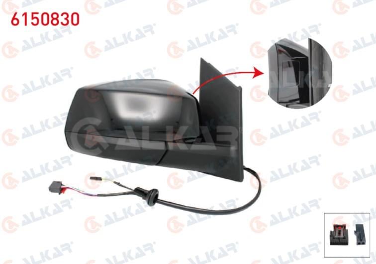 DIS DIKIZ AYNASI SAG ELEKTRIKLI ISITMALI OTOMATIK KATLANIR KOR NOKTALI PARLAK SIYAH 7+2 PIN FORD TOURNEO CONNECT 2022- / VOLKSWAGEN CADDY V 2020-