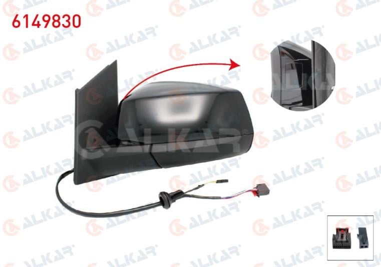 DIS DIKIZ AYNASI SOL ELEKTRIKLI ISITMALI OTOMATIK KATLANIR KOR NOKTALI PARLAK SIYAH 7+2 PIN FORD TOURNEO CONNECT 2022- / VOLKSWAGEN CADDY V 2020-