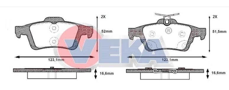 FREN BALATA ARKA FORD TOURNEO CONNECT 1.6 TDCI 16.60mm 2013- 1605117 93183140 93176116 93192623  MEAV6J 2M008 AA