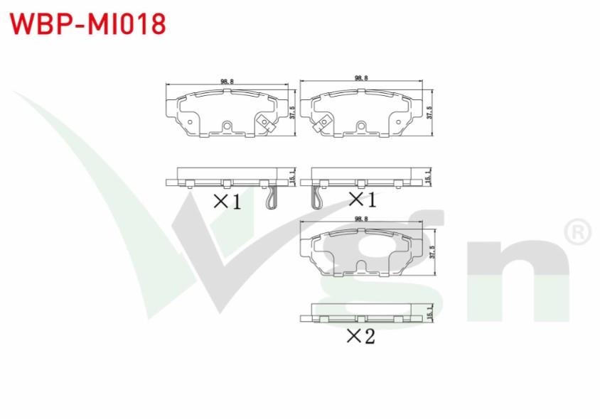 FREN BALATA ARKA IKAZLI MITSUBISHI CARISMA (DA) 1.8 GDI 1995-2006 / CARISMA (DA) 1.9 DID 1995-2006 / CARISMA (DA) 1.9 TD 1995-2006 / COLT IV (CA_A) 1.6 GLXI 1992-1996 / CARISMA (DA) 1.6 1995-2006