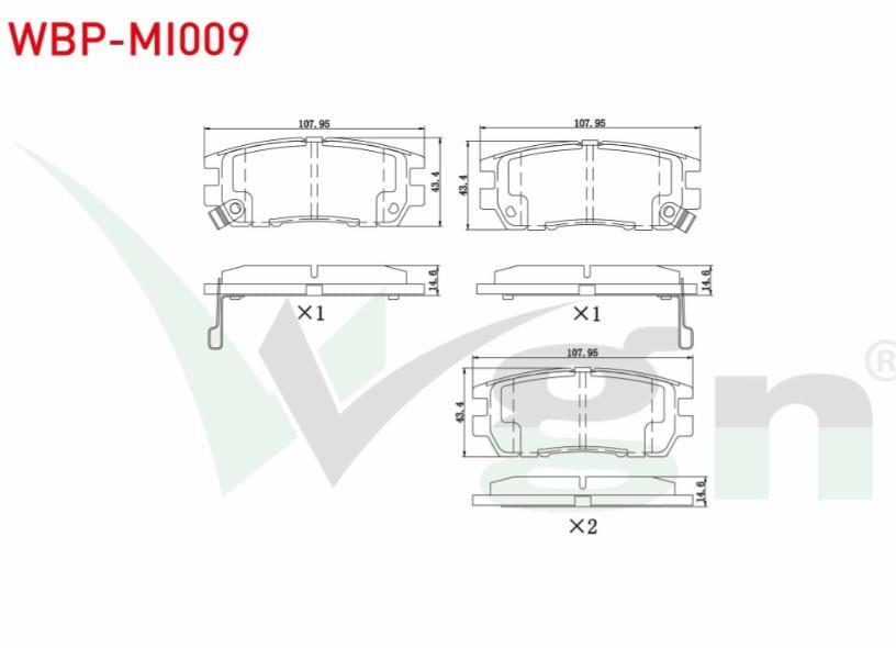 FREN BALATA ARKA IKAZLI MITSUBISHI PAJERO II 2.8 TD 1990-1999 /  2.5 TD 1990-1999 / 3.5i 1990-2000 / SPACE GEAR 1.8 MPI 1998-2004/ SPACE GEAR 1.9 DI-D 1998-2004