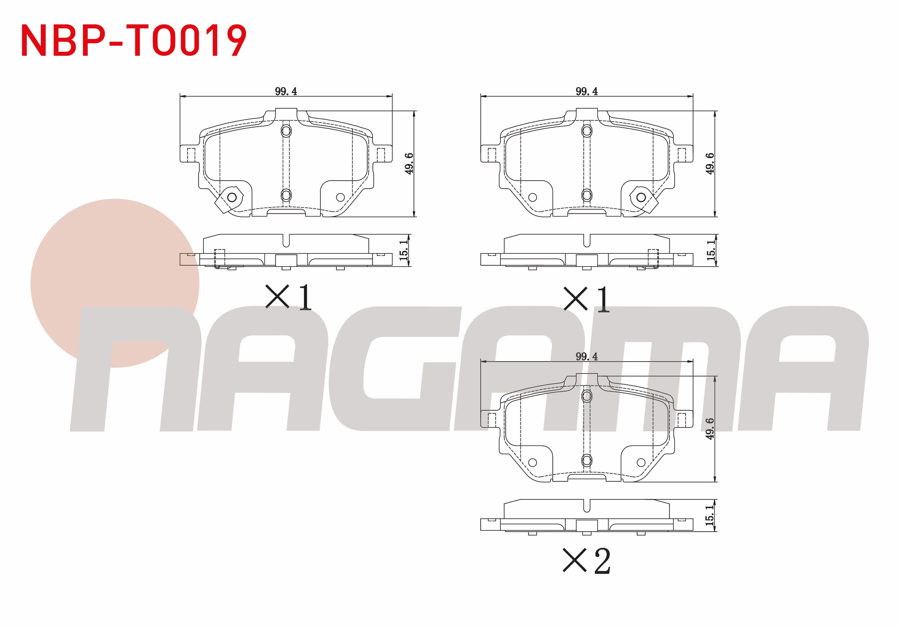 FREN BALATA ARKA IKAZLI TOYOTA COROLLA (E21) 1.6 VVT-I 2019- ELEKTRONIK PARK FRENI OLMAYAN ARACALAR ICIN