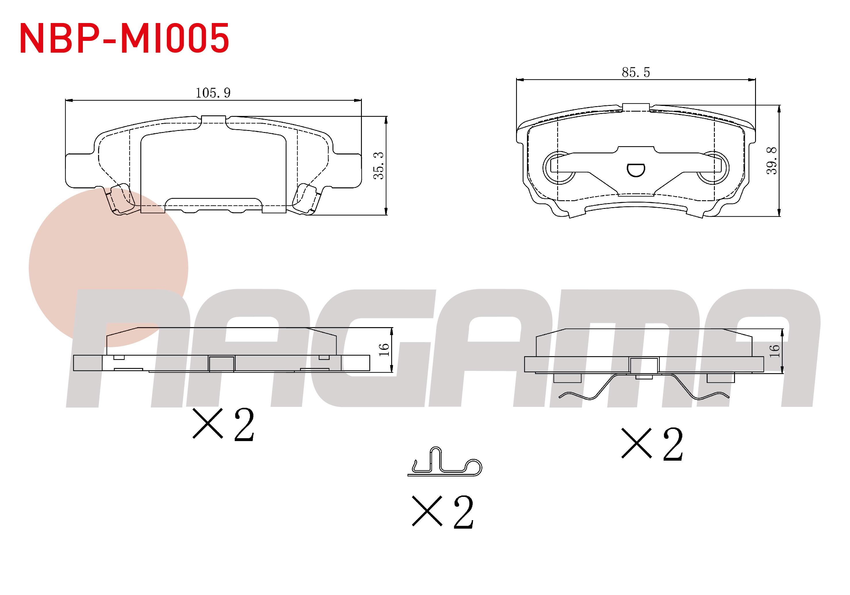 FREN BALATA ARKA MITSUBISHI LANCER VII 1.3 2003-2007/ LANCER 2.0 2007- / OUTLANDER I  2.0 2001-2006/ OUTLANDER II 2.0 DI-D 2006-2012/ JEEP COMPASS 2.0 CRD 2006-/ PEUGEOT 4007 2.2 HDI 2007-